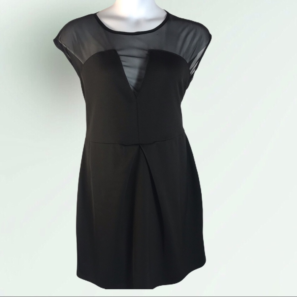 ASOS Inspire LBD Black Mesh Bodice Dress Sz 24 - Picture 2 of 6